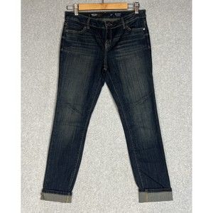 Simply Vera Wang Size 6 P Roll Cuff Capri Jeans Stretch Dark Wash Skinny